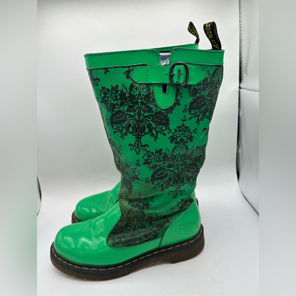 RARE Dr Martens green floral Rain Nellie  Wellies Welly Wellington boot VINTAGE - Picture 10 of 16